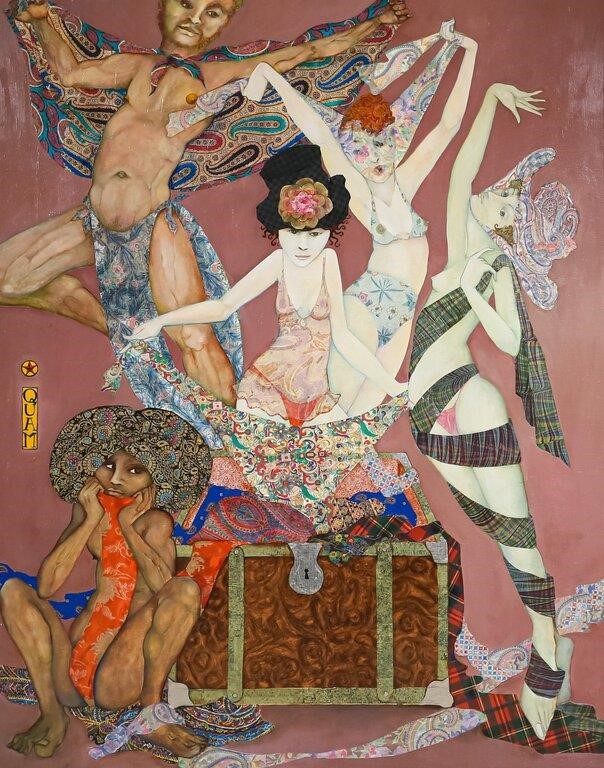 MYLO QUAM MIXED MEDIA ON WOOD PANEL