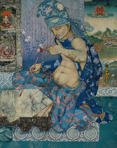 MYLO QUAM MIXED MEDIA ON WOOD PANEL