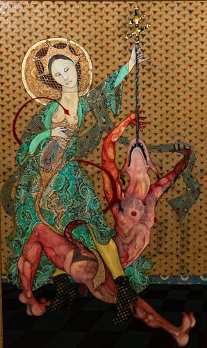 MYLO QUAM MIXED MEDIA ON WOOD