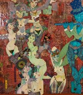 MYLO QUAM MIXED MEDIA ON WOOD