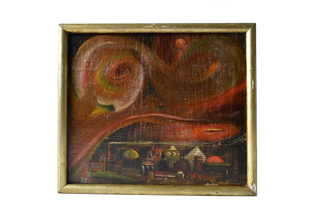 MYSTERY 20TH CENTURY SURREALIST OIL