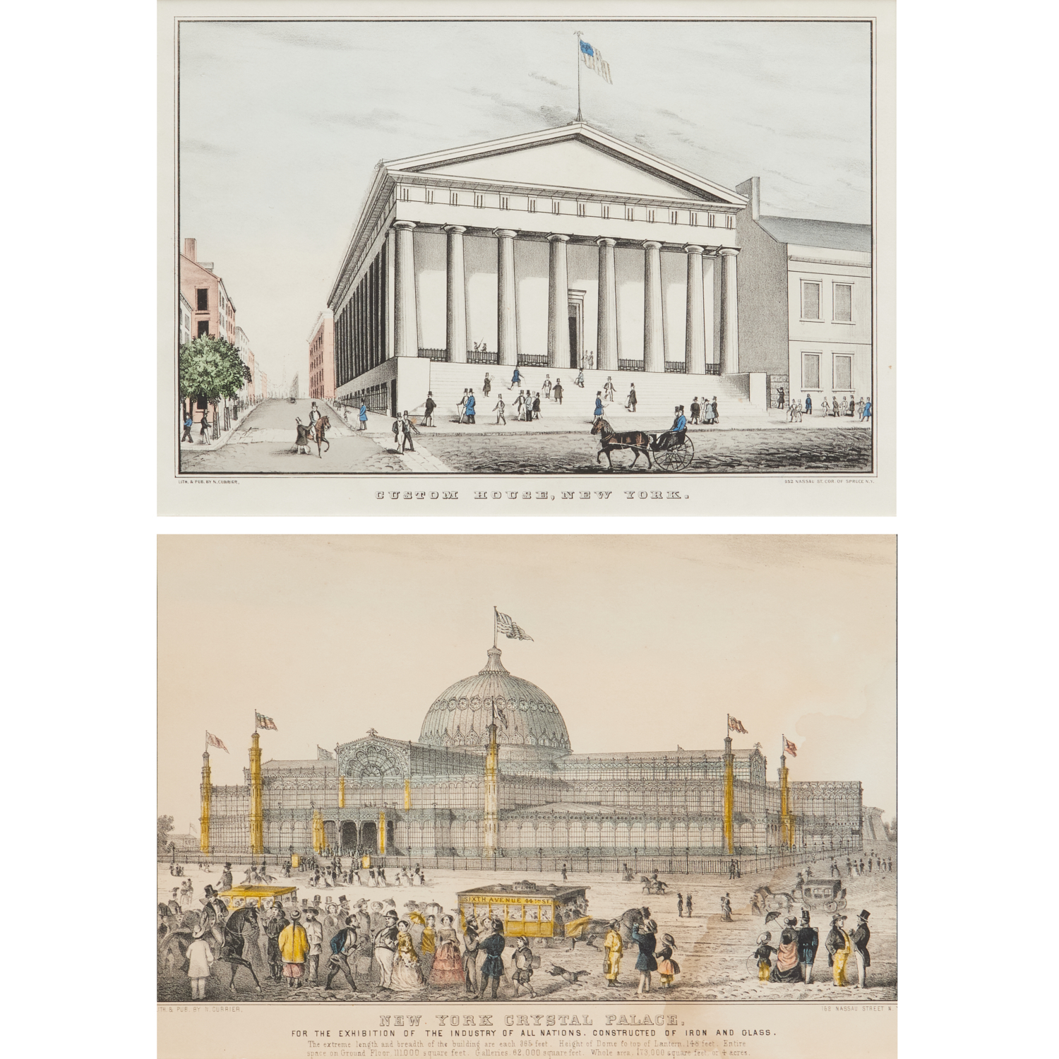N. CURRIER, (2) HAND-COLORED