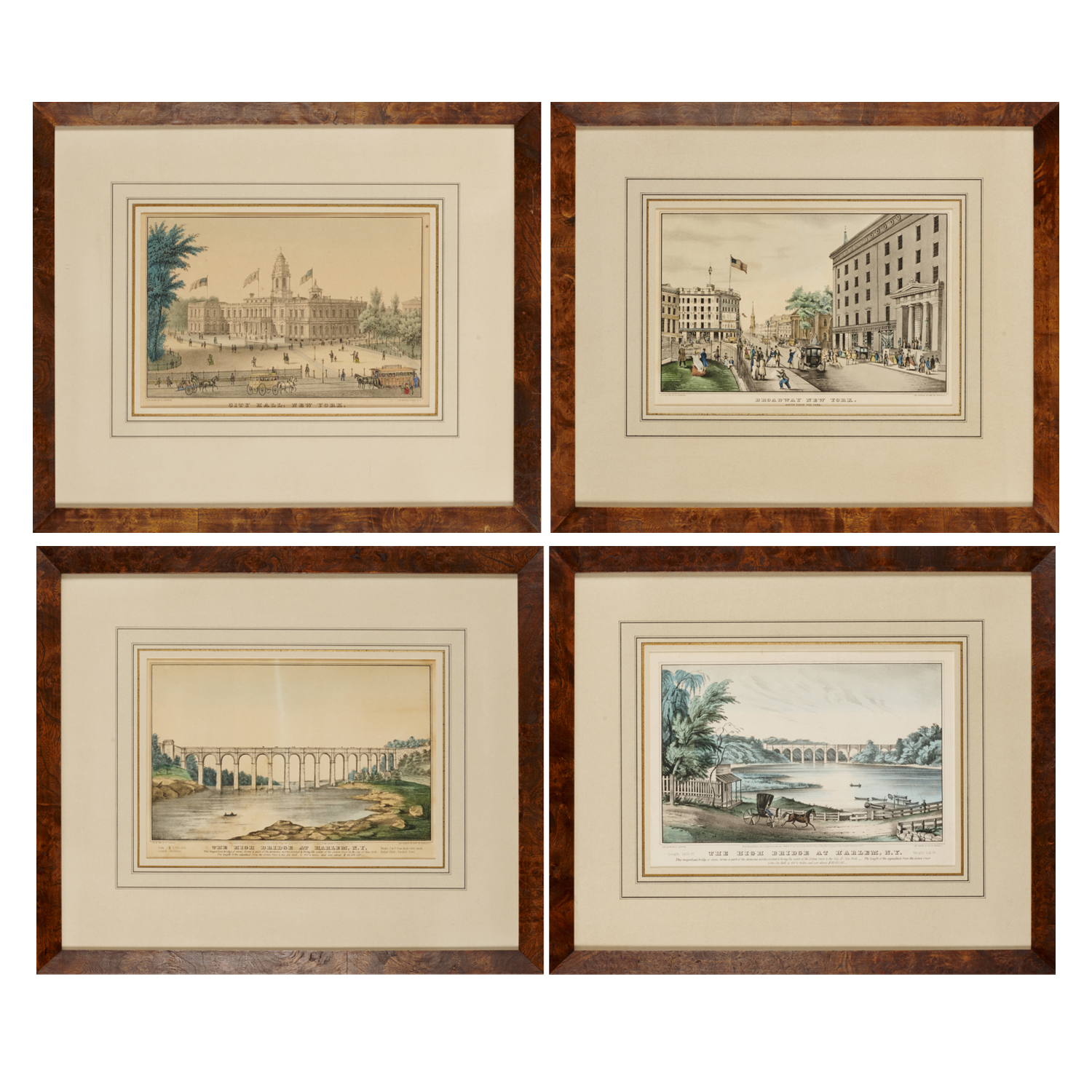 N. CURRIER, (4) HAND-COLORED