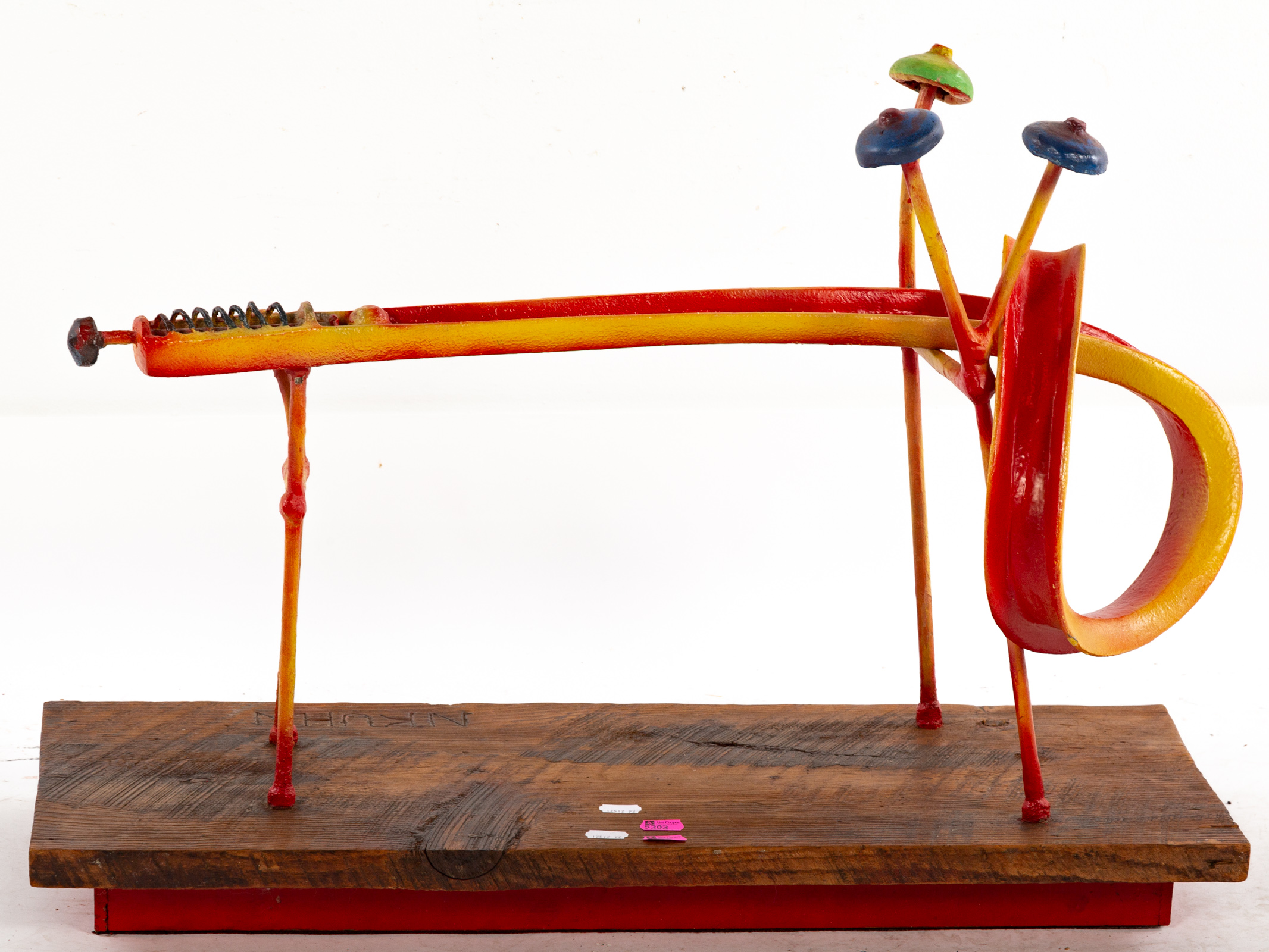 N. KUHN. RED ABSTRACT SCULPTURE,