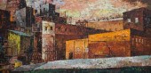 N ROBSON, CITY SCAPE, OIL ON B