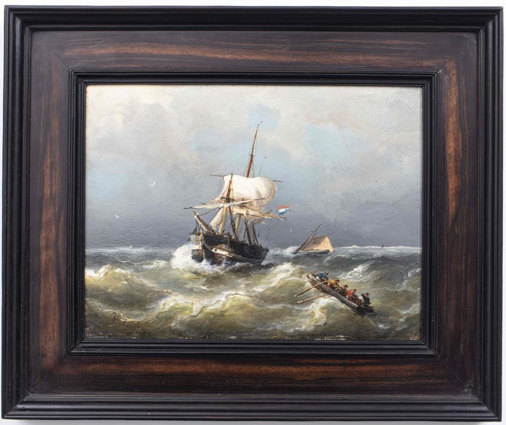 N. RUGIR SIGNED MARITIME OIL ON