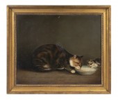 NAIVE AMERICAN PAINTING OF CAT