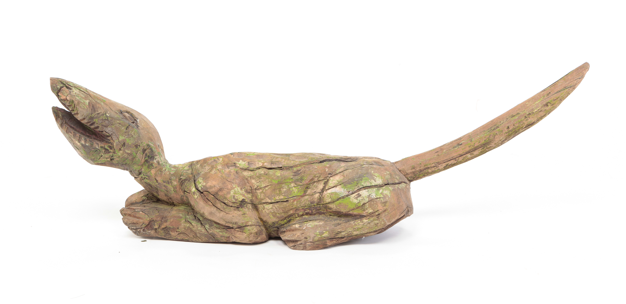 NAIVE CARVED WOOD ANIMAL. Early