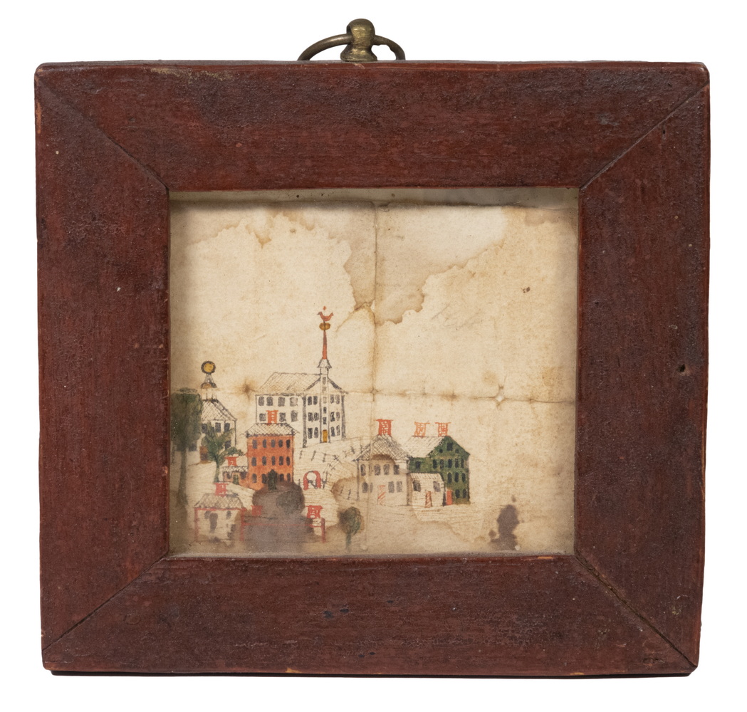 NAIVE MINIATURE WATERCOLOR OF A NEW