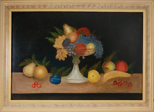 NAIVE OIL ON CANVAS "TABLETOP FRUIT