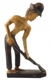 NAIVE PAINTED CARVING OF AFRIC