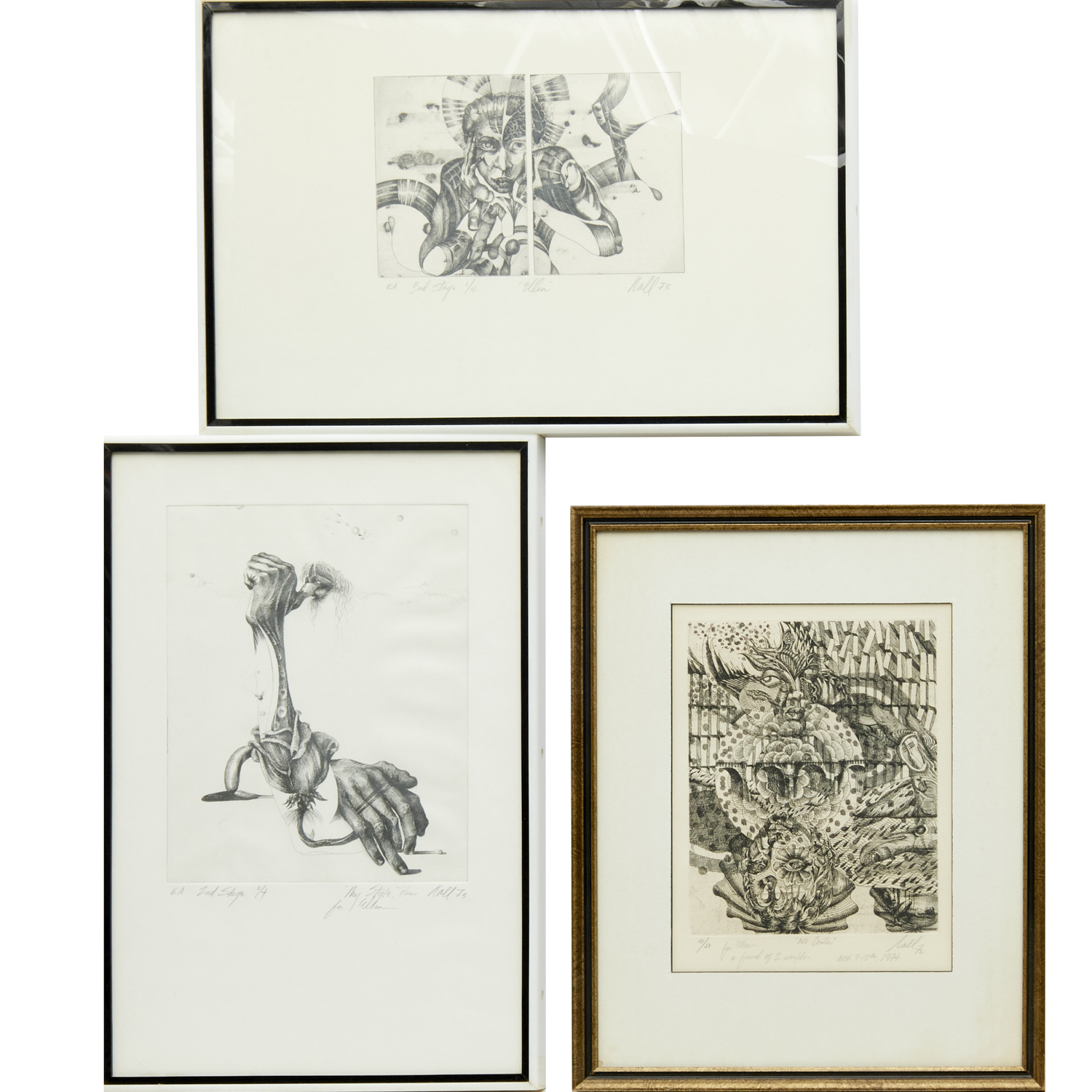 NALL, (3) SIGNED ETCHINGS Fred Nall