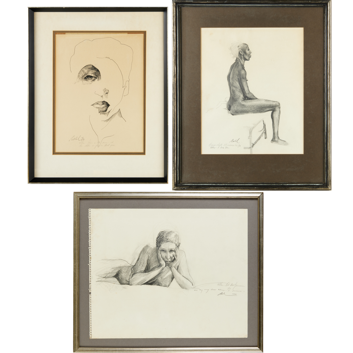 NALL, GROUP (3) PORTRAIT DRAWINGS
