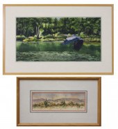 NANCY AZNEER TWO WATERCOLORS O