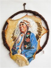 NANCY FONTAINE OIL ON COWHIDE