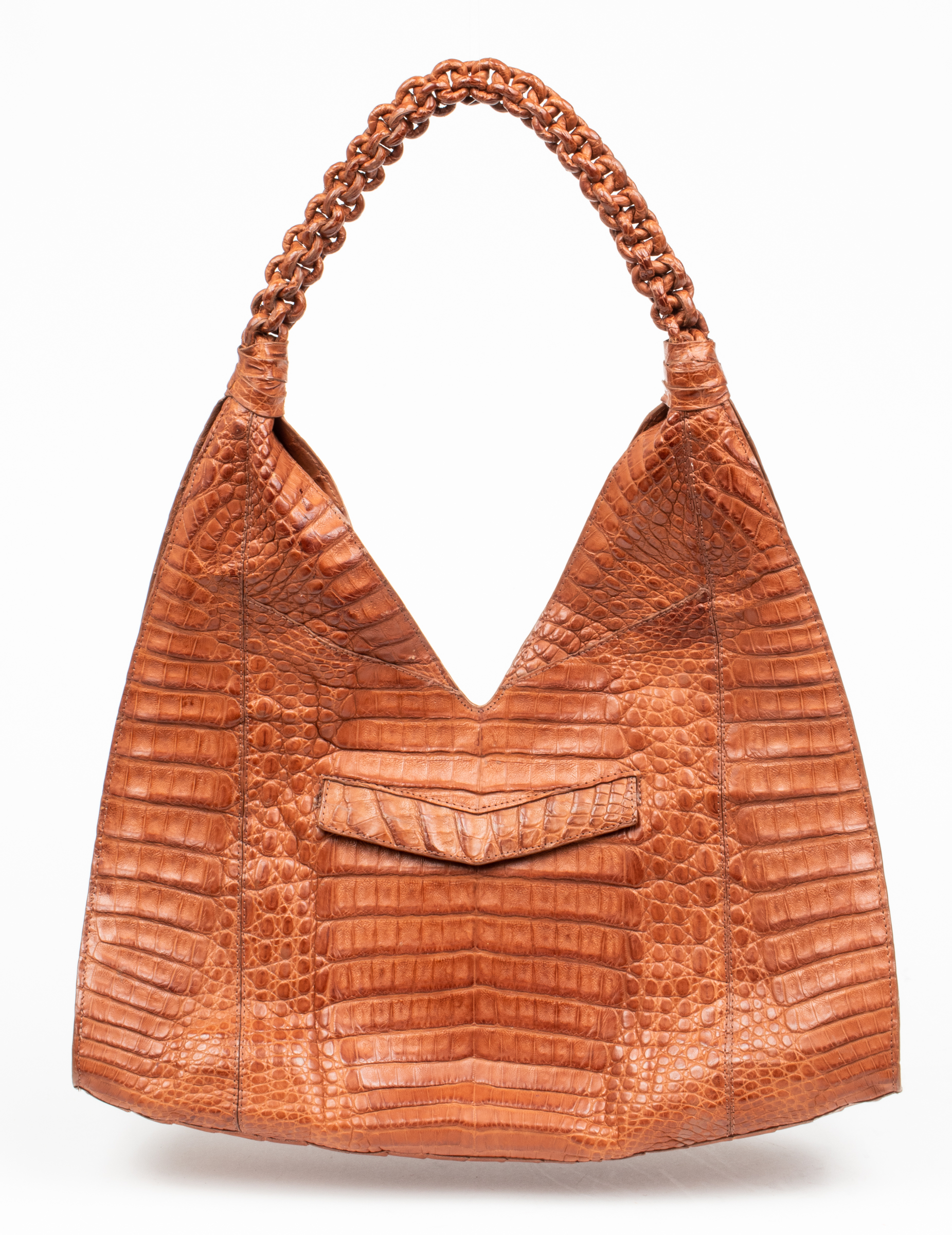 NANCY GONZALEZ BROWN CROCODILE HOBO