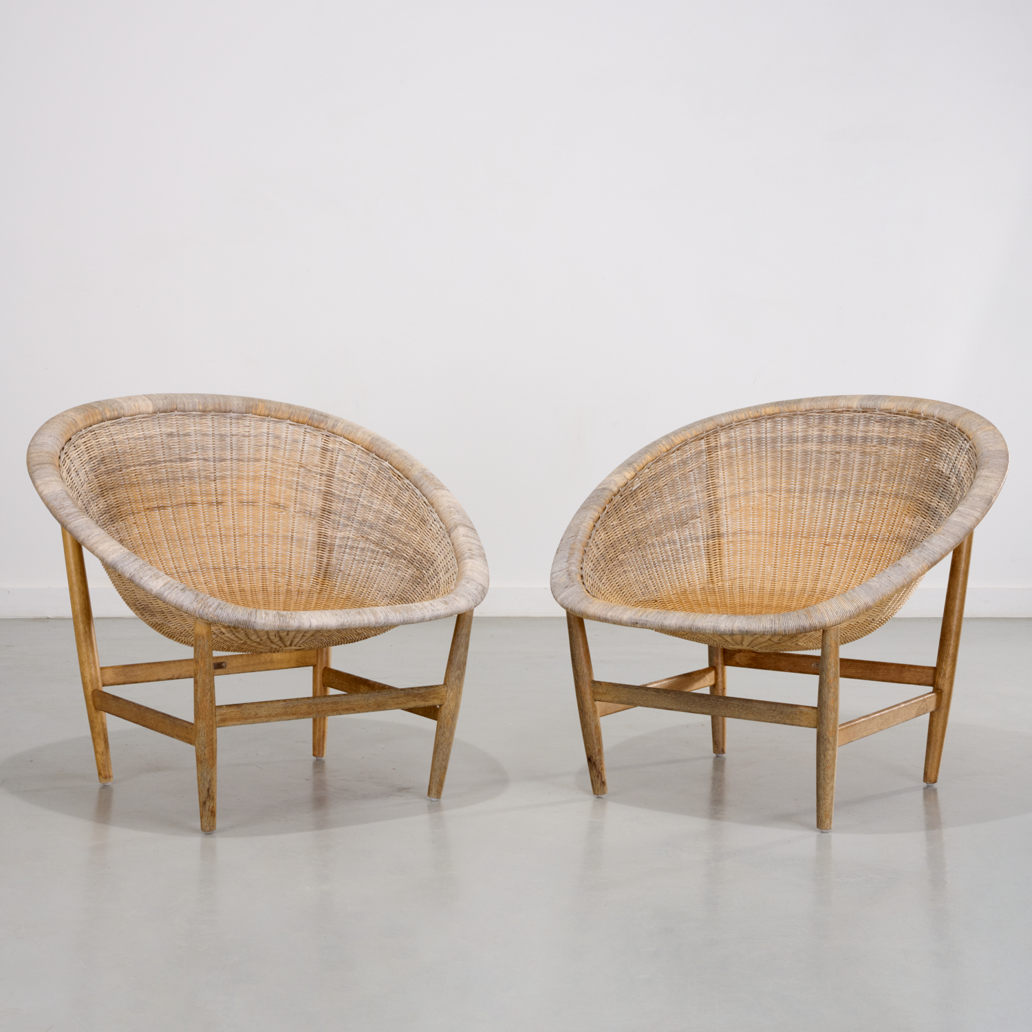 NANNA DITZEL, PAIR WICKER LOUNGE