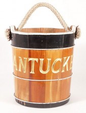 NANTUCKET CARVED WOODEN PAIL W