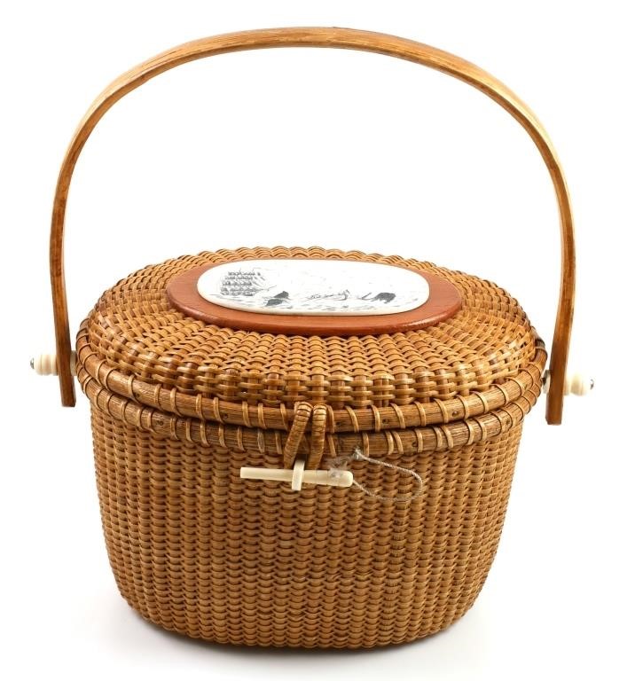 NANTUCKET SCRIMSHAW BASKET