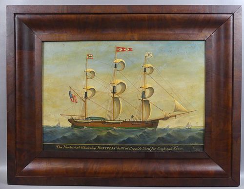 NANTUCKET WHALE SHIP PAINTING BY LH