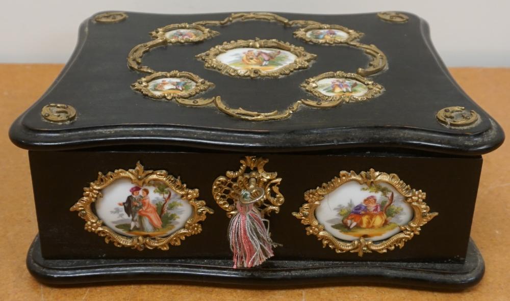 NAPOLEON III BRASS AND PORCELAIN