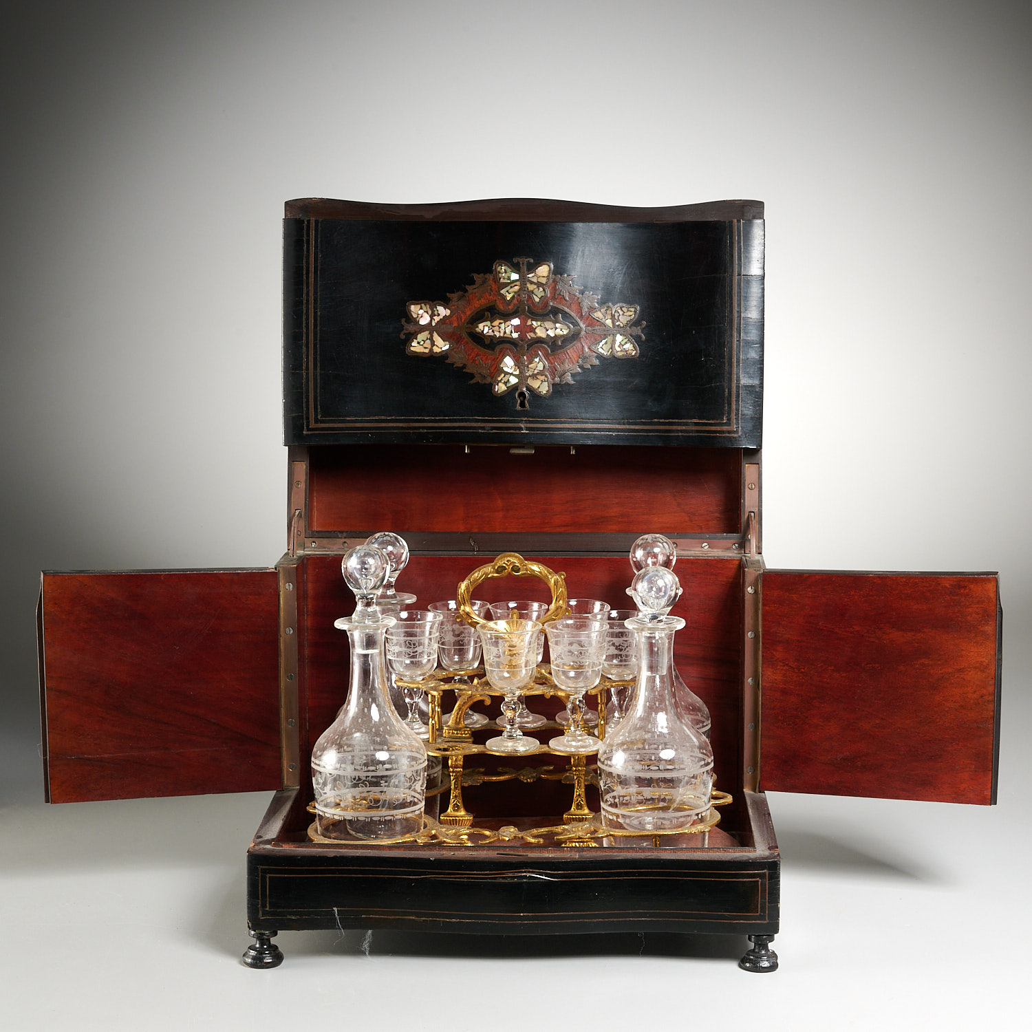 NAPOLEON III BRASS INLAID EBONY