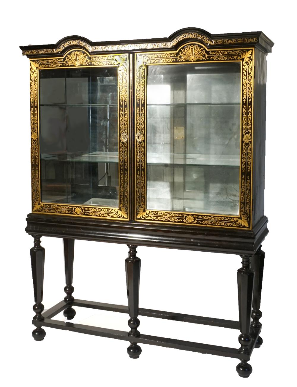 NAPOLEON III BRASS MARQUETRY INLAID