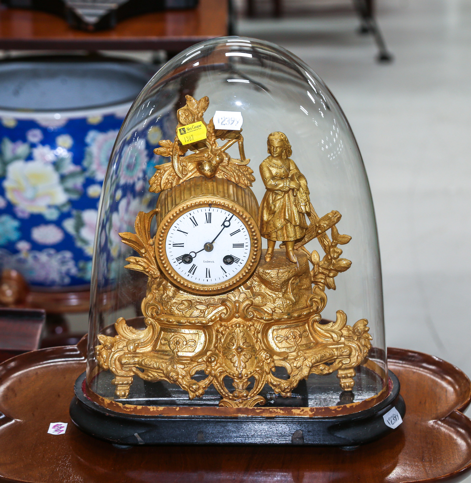 NAPOLEON III GILT BRONZE CLOCK &
