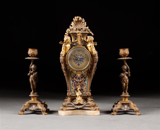 Napoleon III ormolu three-piece