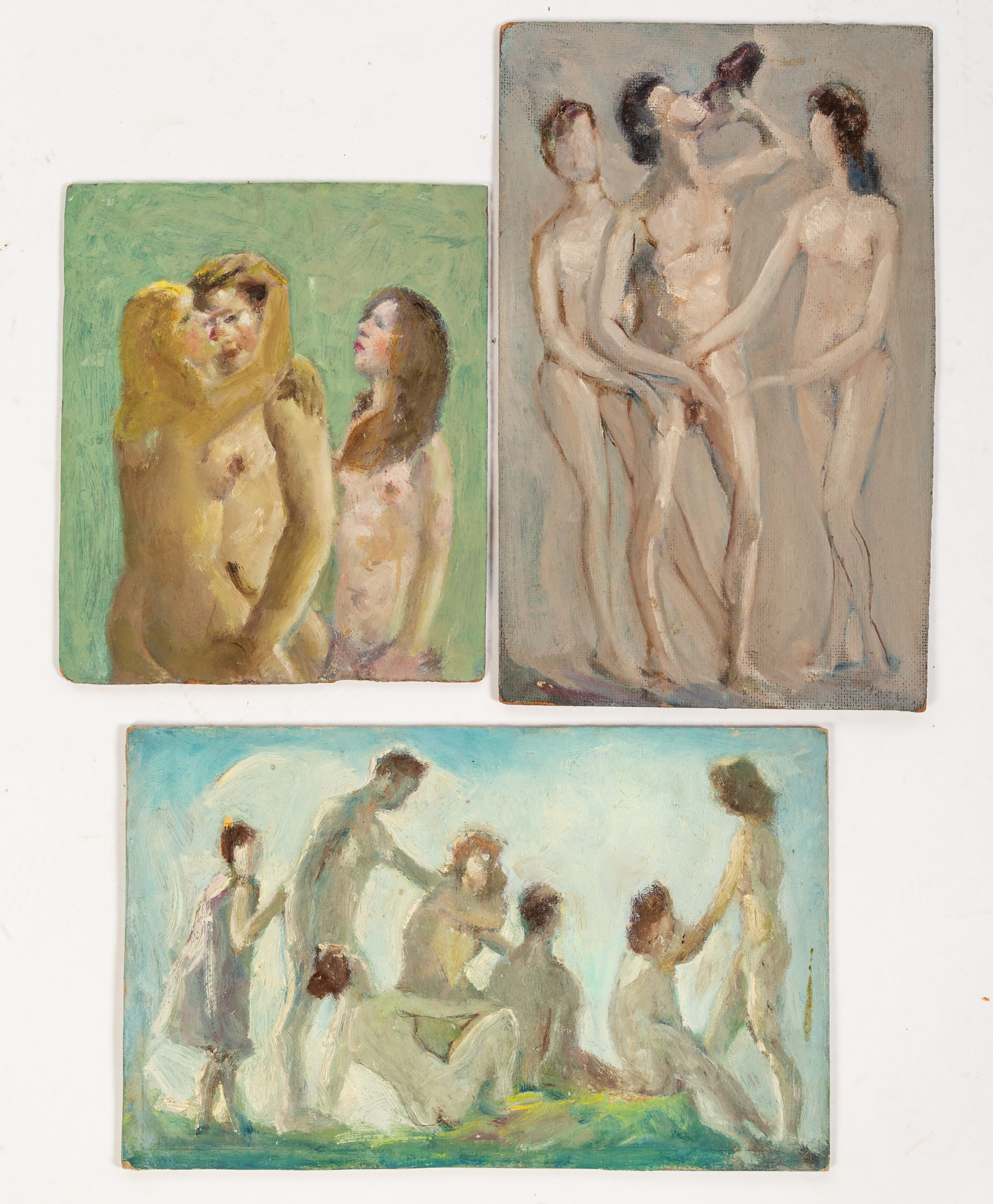 NATHAN HOFFMAN. THREE NUDES, OILS