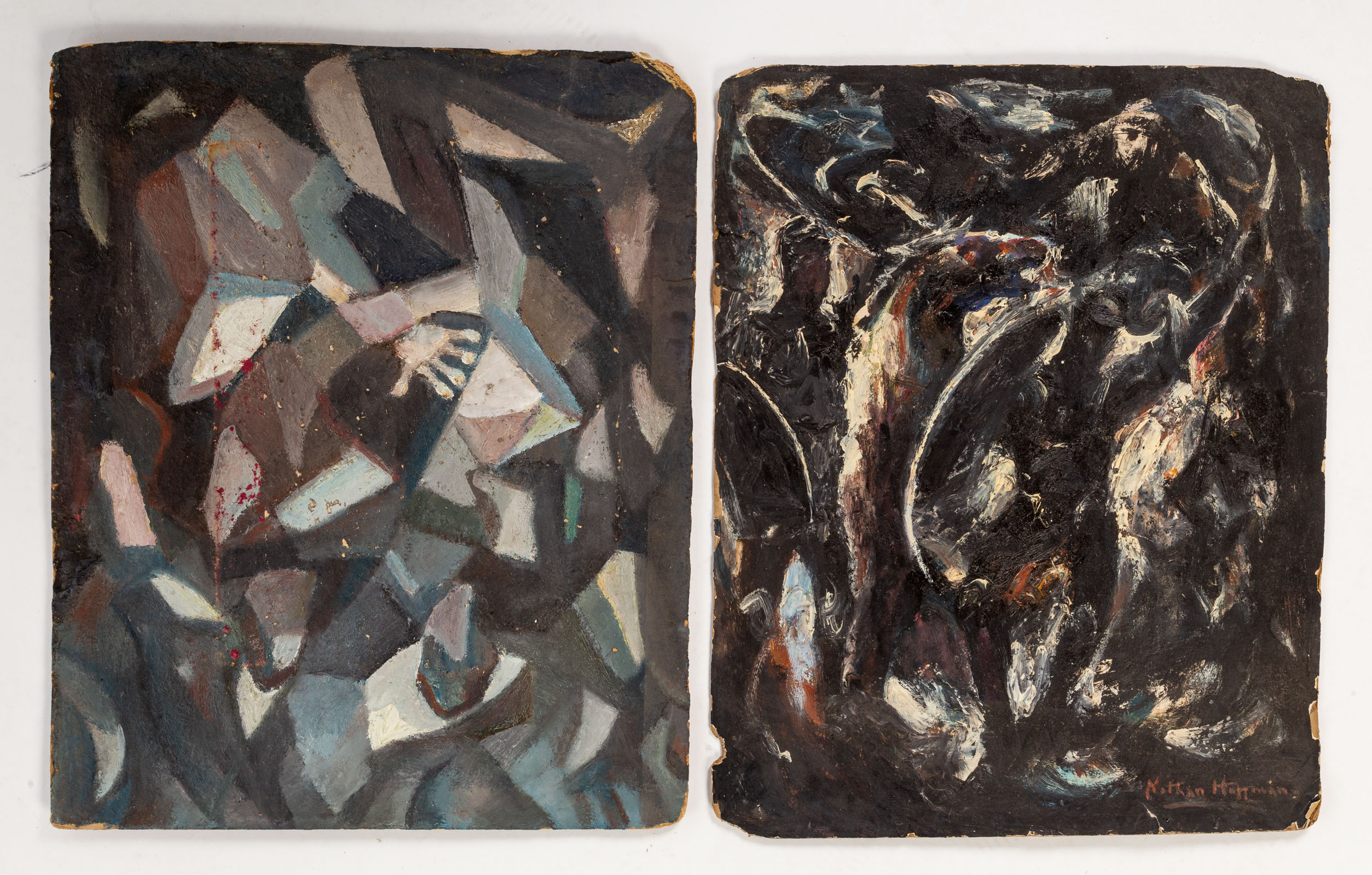 NATHAN HOFFMAN. TWO ABSTRACTS, OILS