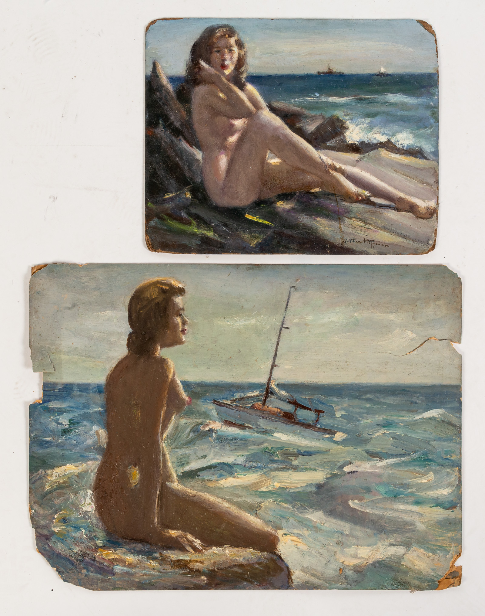 NATHAN HOFFMAN. TWO FEMALE NUDES,