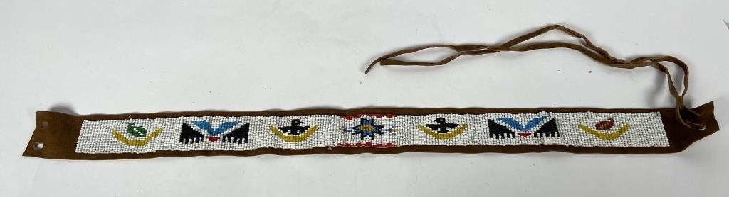 NATIVE AMERICAN BEADED LEATHER