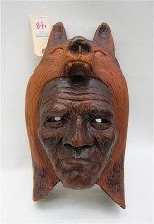 NATIVE AMERICAN CARVED WOOD MA