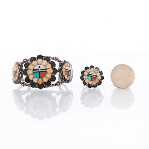 NATIVE AMERICAN ENAMEL AND SILVER
