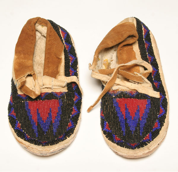 Native American moccasins; buckskin