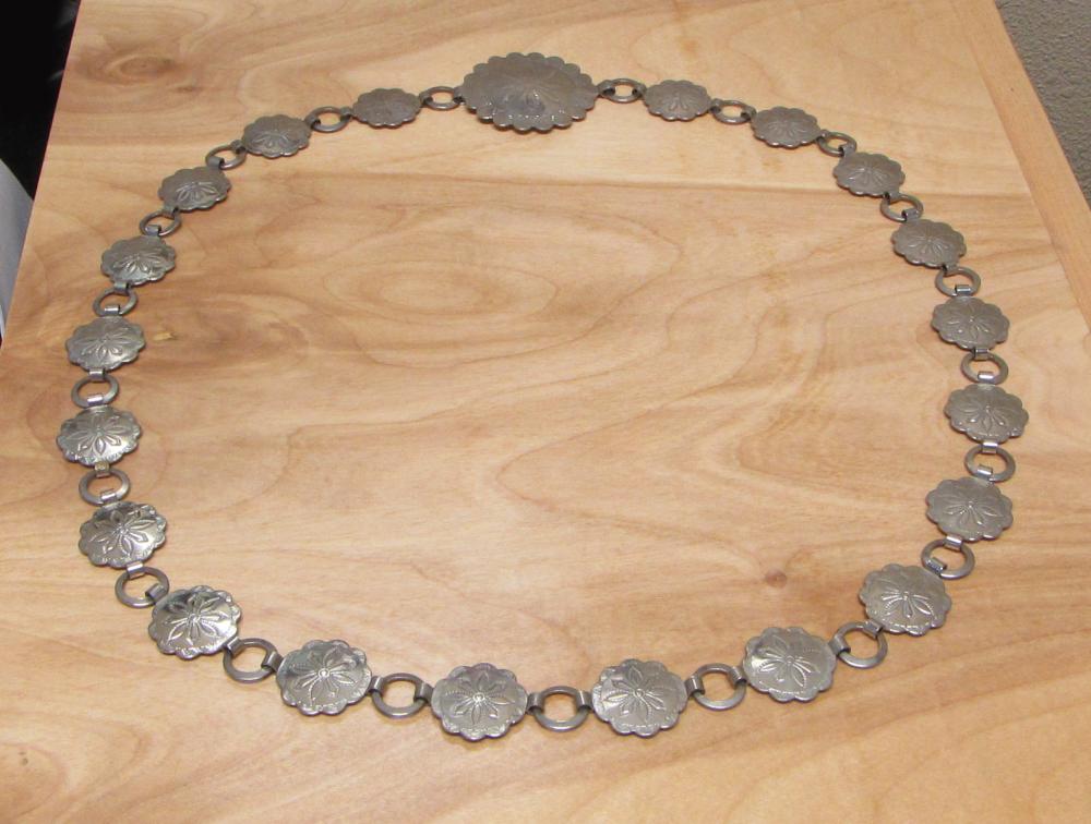 NATIVE AMERICAN SILVER CONCHO BELT,