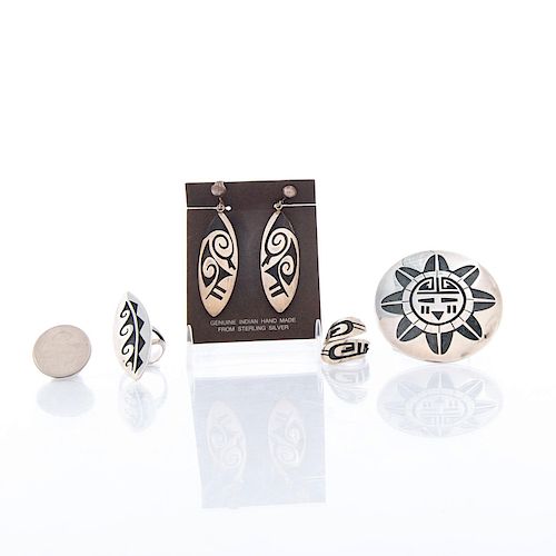 NATIVE AMERICAN SILVER EARRINGS,