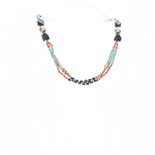 NATIVE AMERICAN STYLE SILVER BEADED