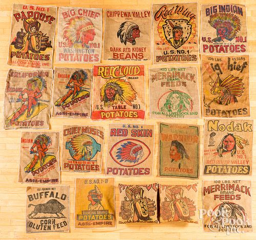 NATIVE AMERICAN THEMED BURLAP