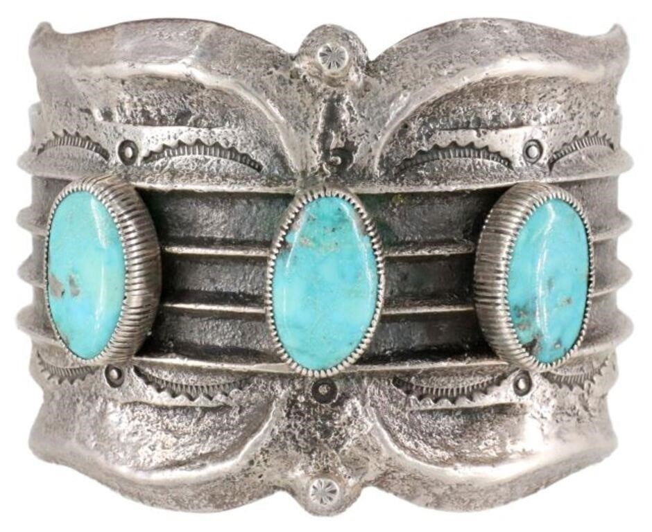 NATIVE AMERICAN TUFA CAST SILVER