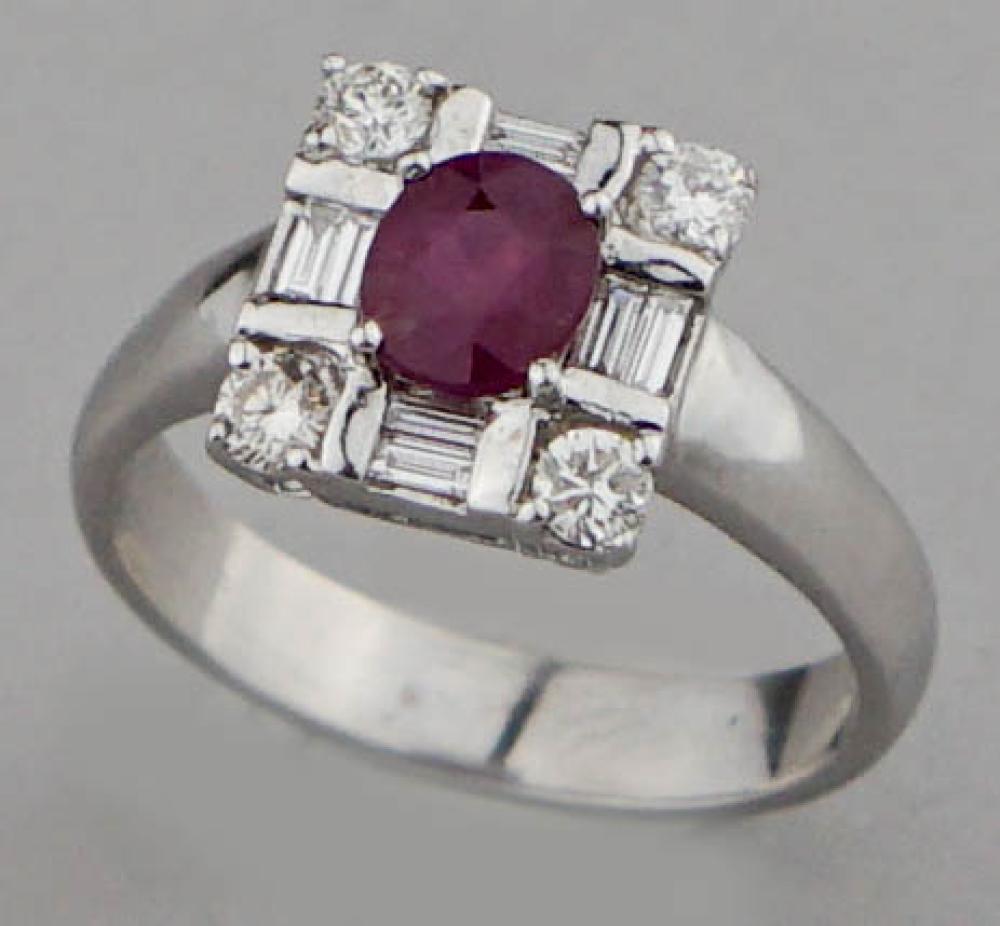 NATURAL BURMESE RUBY, DIAMOND AND