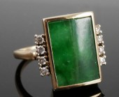 NATURAL JADE 14K GOLD RING, MA
