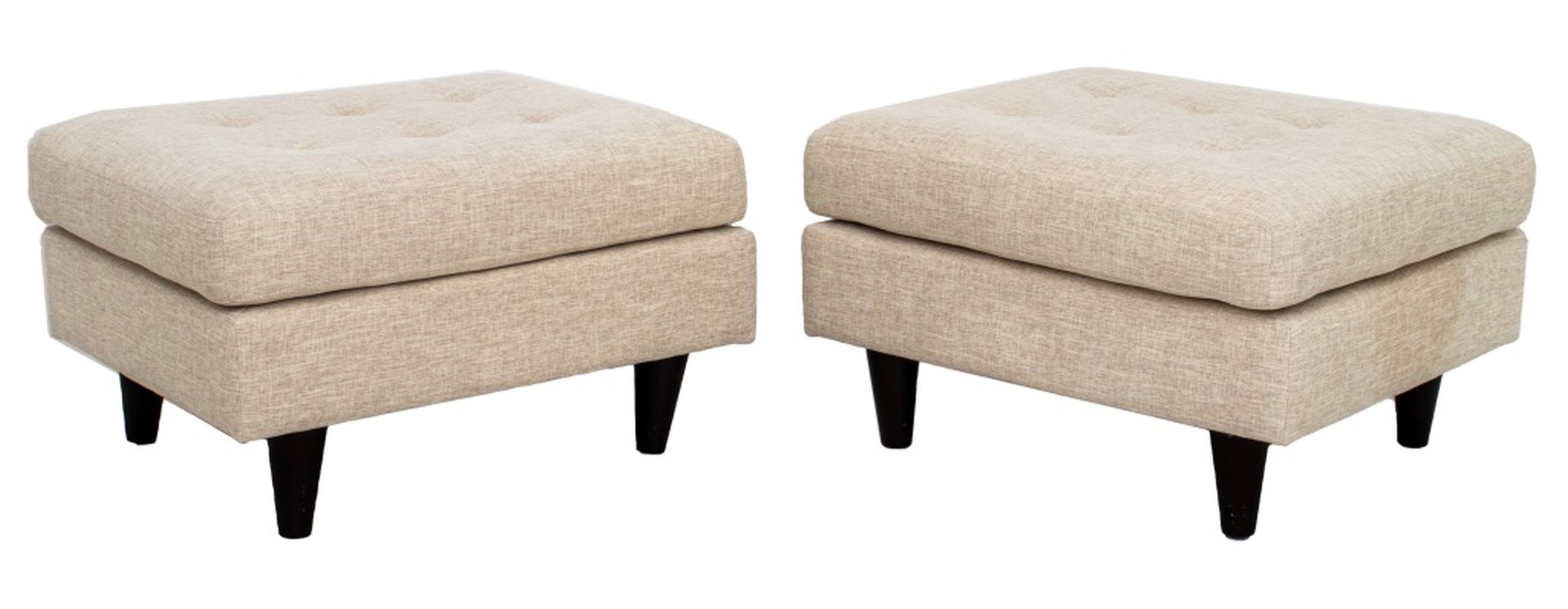 NATURAL LINEN UPHOLSTERED OTTOMANS,
