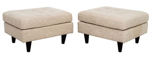 NATURAL LINEN UPHOLSTERED OTTOMANS,