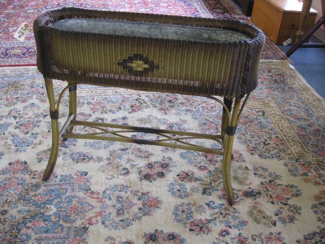 Natural Wicker Planter oblong metal