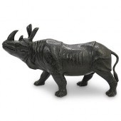 NATURALISTIC BRONZE RHINOCEROS