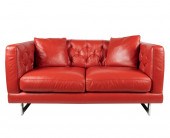 NATUZZI RED LEATHER & CHROMED