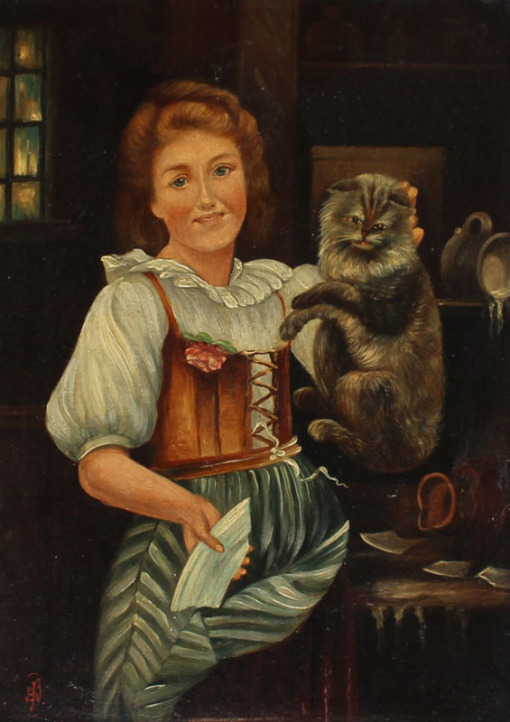 NAUGHTY KITTY OIL/BOARD BY B.