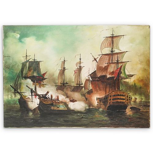 NAUTICAL BATTLING SHIPS AT SEA